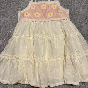 Haute Hippie‎ Cream and Pink Kids Dress with Floral Details 2T